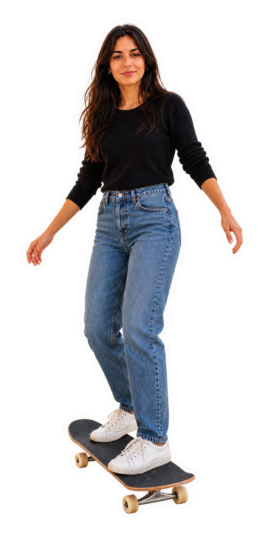 Bianca riding a skateboard